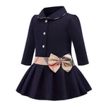 Bow Boho Dress Navy Blue