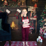 Boys’ Christmas Plaid Shirt with Maroon Suspender Pants