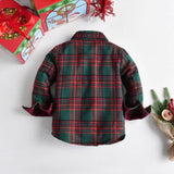 Boys’ Christmas Plaid Shirt with Maroon Suspender Pants