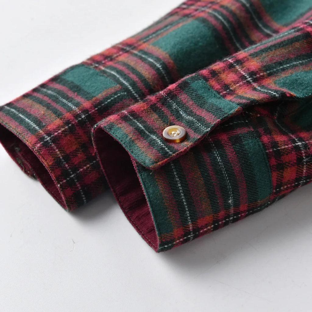 Boys’ Christmas Plaid Shirt with Maroon Suspender Pants