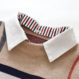 Boy's Plaid Sweater with Removable Collar