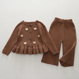 Cocoa Bear Knit Pants & Cardigan Set