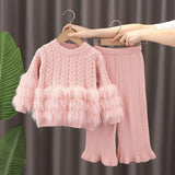 Girls’ Lux Fur-Trim Knit Set