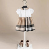 Cannes Beige Plaid Girls' Dress