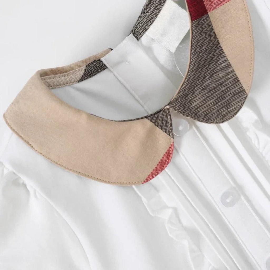 Cannes Beige Plaid Girls' Dress