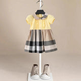 Cannes Beige Plaid Girls' Dress
