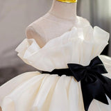 Champagne White Sleeveless Flower Girl Dress