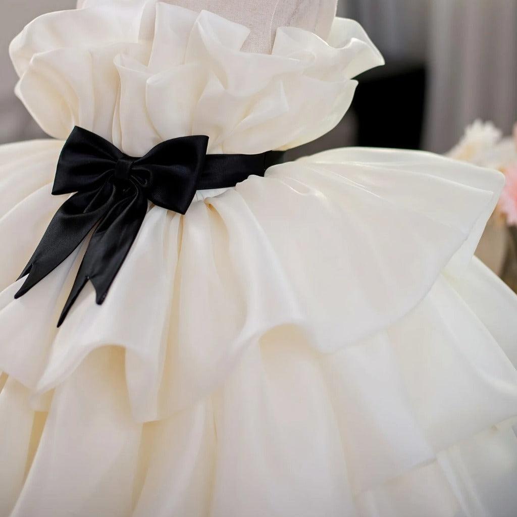 Champagne White Sleeveless Flower Girl Dress