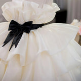 Champagne White Sleeveless Flower Girl Dress