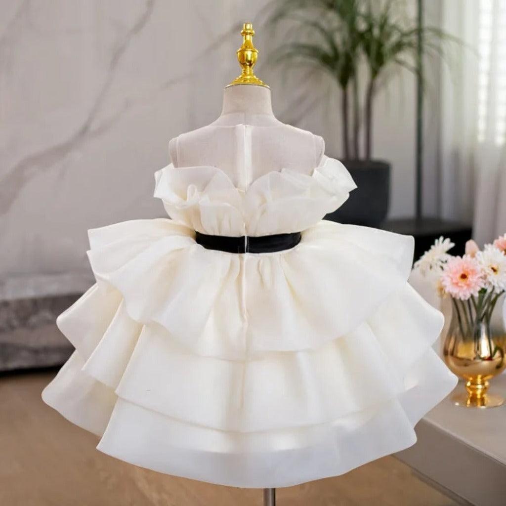 Champagne White Sleeveless Flower Girl Dress