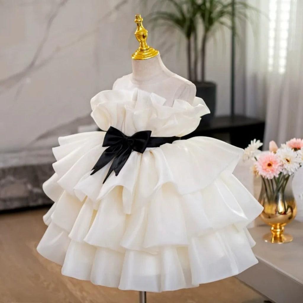 Champagne White Sleeveless Flower Girl Dress