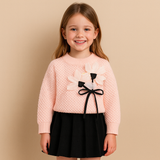 Ensemble cardigan et jupe en coton tricoté pour tout-petit