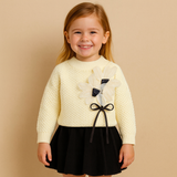 Ensemble cardigan et jupe en coton tricoté pour tout-petit