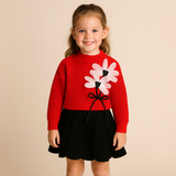Ensemble cardigan et jupe en coton tricoté pour tout-petit