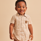 Pelele unisex de bebé con botones a cuadros 