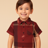 Camisa clásica a cuadros de manga corta para niño