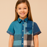 Camisa clásica a cuadros de manga corta para niño