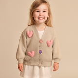 Cárdigan de algodón de punto con corazones