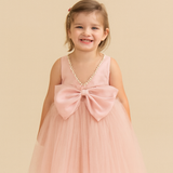 Flower Girls' Blossom Dress with Ribbon and Pearls