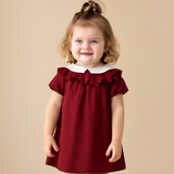 Robe Monaco à col plastron pour fille en rouge