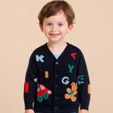Cárdigan juguetón azul marino para niños pequeños