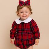 Girls Christmas Romper with Matching Headband