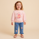 Ensemble pantalon en jean et haut rose pour fille