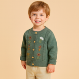 Cardigan unisexe en coton brodé pour bébé