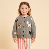 Girls’ Cardigan with Embroidered Dogs
