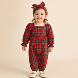 Christmas Red Plaid Romper with Bow