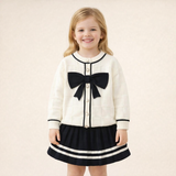 Ensemble cardigan et jupe en coton tricoté pour tout-petit