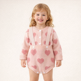 2-Piece Cardigan & Overalls Set with Hearts