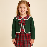 2-Piece Red Plaid Holiday Girls' Dress