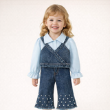 Ensemble pantalon en jean et haut rose pour fille