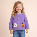 Cárdigan infantil naranja en color crema