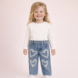 Ensemble pantalon en jean et haut rose pour fille