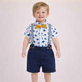Little Gentleman Dinosaur Suspender Set