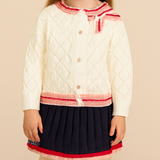 Ensemble cardigan et jupe en coton tricoté pour tout-petit