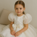 Vestido de tul satinado para niñas con flores