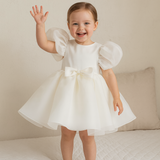 Vestido de tul satinado para niñas con flores