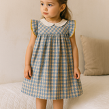 Vintage Casual Girls' Plaid Dress