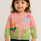 Little Girls' Floral Cardigan in Pink