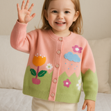 Little Girls' Floral Cardigan in Pink
