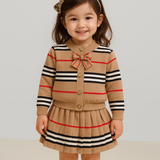 2-Piece Girls' Knit Skirt and Cardigan Set