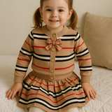 2-Piece Girls' Knit Skirt and Cardigan Set