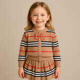 2-Piece Girls' Knit Skirt and Cardigan Set