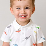 Kids Short Sleeve Dinosaur Polo Shirt