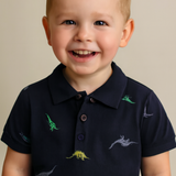 Kids Short Sleeve Dinosaur Polo Shirt