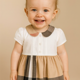 Cannes Beige Plaid Girls' Dress