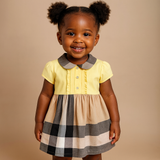 Cannes Beige Plaid Girls' Dress